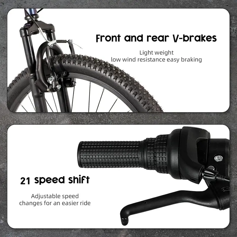 Outroad 26-Inch 21-Speed Mountain Bike – Dual Disc/V-Brake Hybrid, Adjustable Ergonomic Seat, Rapid Assembly