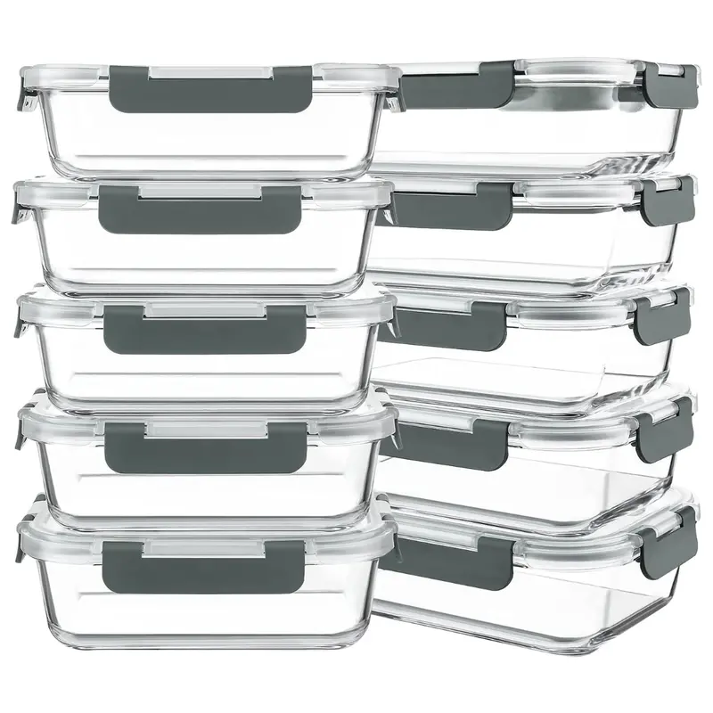 Oven-Safe Glass Meal Prep Containers with Leak-Proof Lids for Freezer & Microwave Use