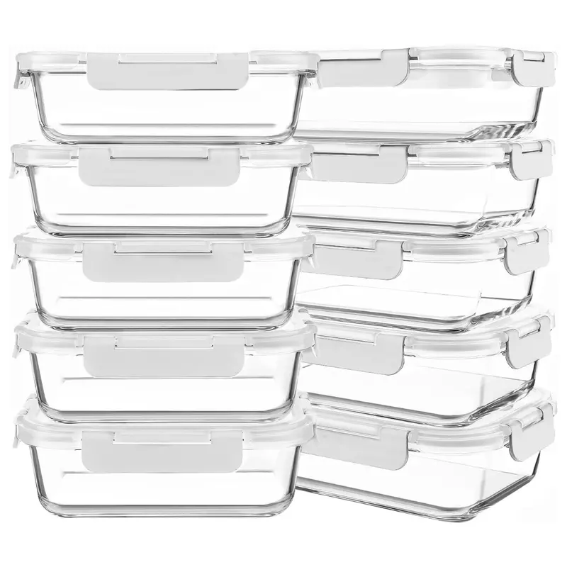 Oven-Safe Glass Meal Prep Containers with Leak-Proof Lids for Freezer & Microwave Use