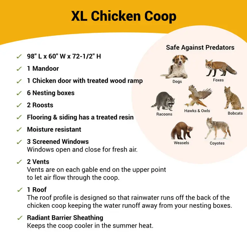 OverEZ XL Chicken Coop – Accommodates Up to 20 Chickens, All-in-One Enclosed Habitat