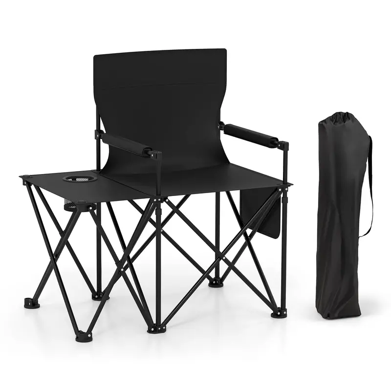 Oversized Camping Chair with Side Table – Heavy-Duty Folding Picnic Seat Featuring Dual Storage Pockets 3