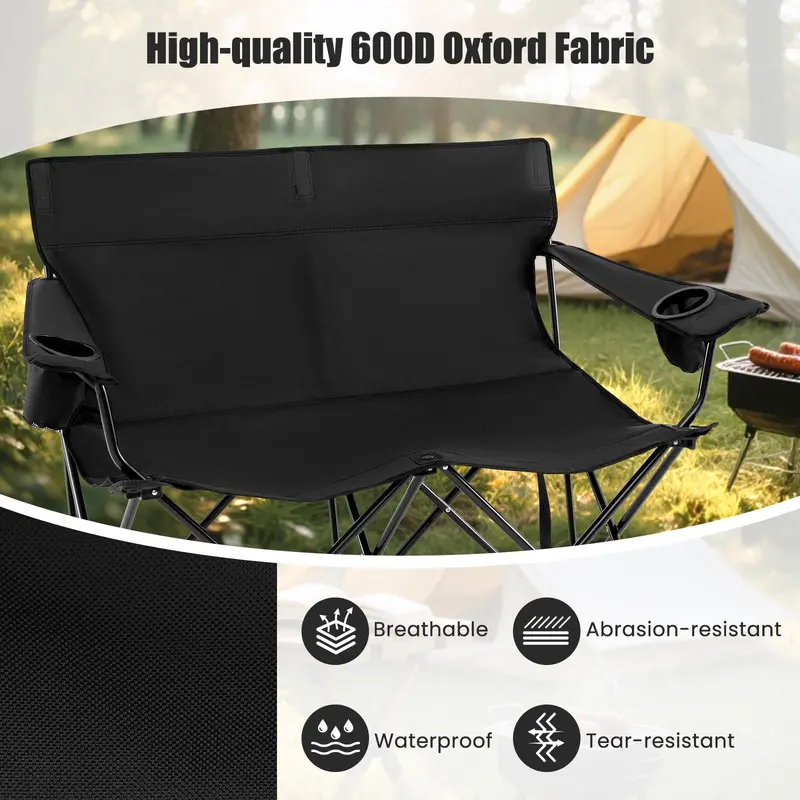 Oversized Double Camping Chair – Heavy-Duty Outdoor Loveseat for Two