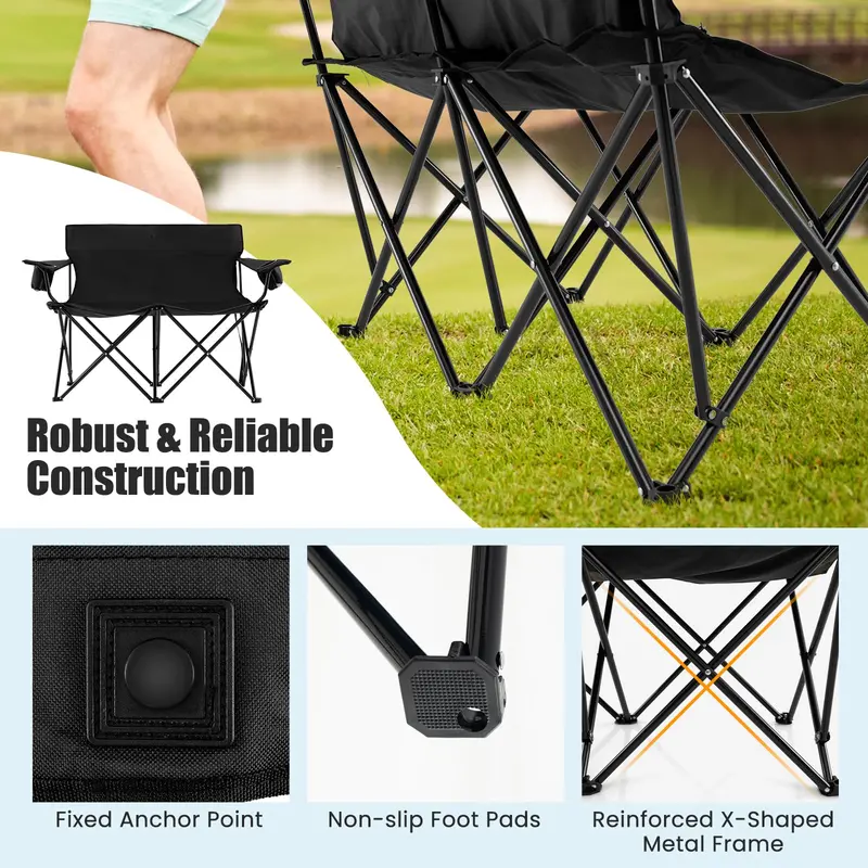 Oversized Double Camping Chair – Heavy-Duty Outdoor Loveseat for Two
