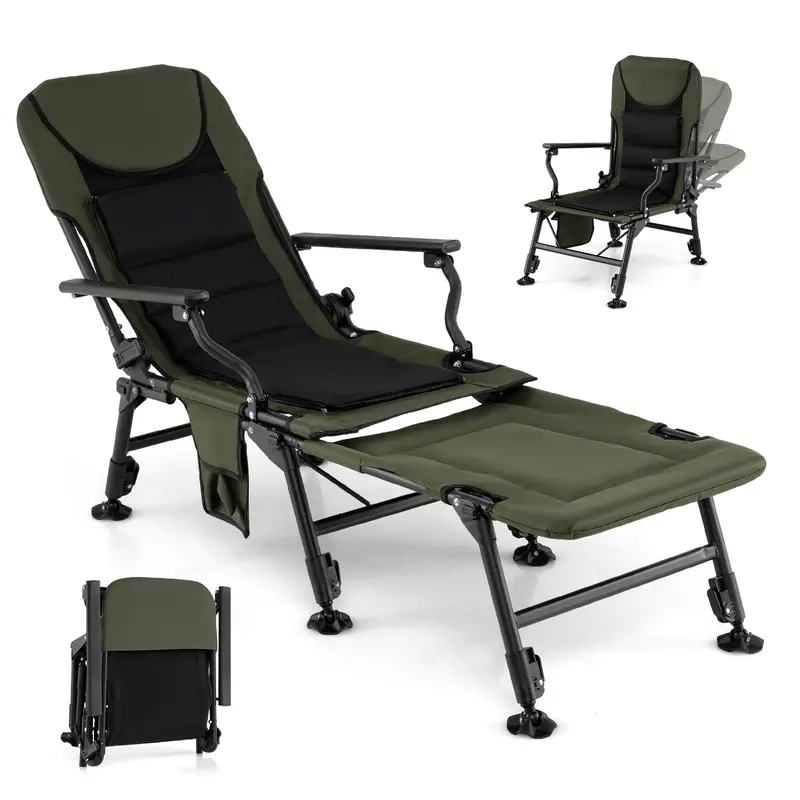 Oversized Foldable Fishing Chair for Adults Featuring Detachable Footrest