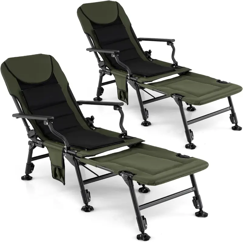 Oversized Foldable Fishing Chair for Adults Featuring Detachable Footrest