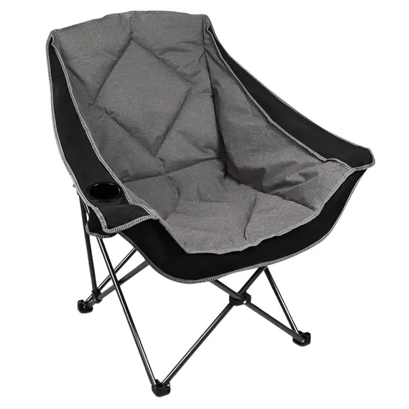 Oversized Folding Camping Chair with Built-In Cup Holder and Plush Padding