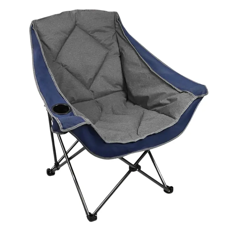 Oversized Folding Camping Chair with Built-In Cup Holder and Plush Padding