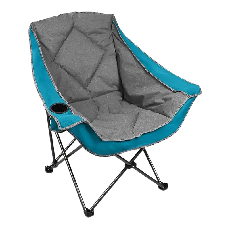 Oversized Folding Camping Chair with Built-In Cup Holder and Plush Padding