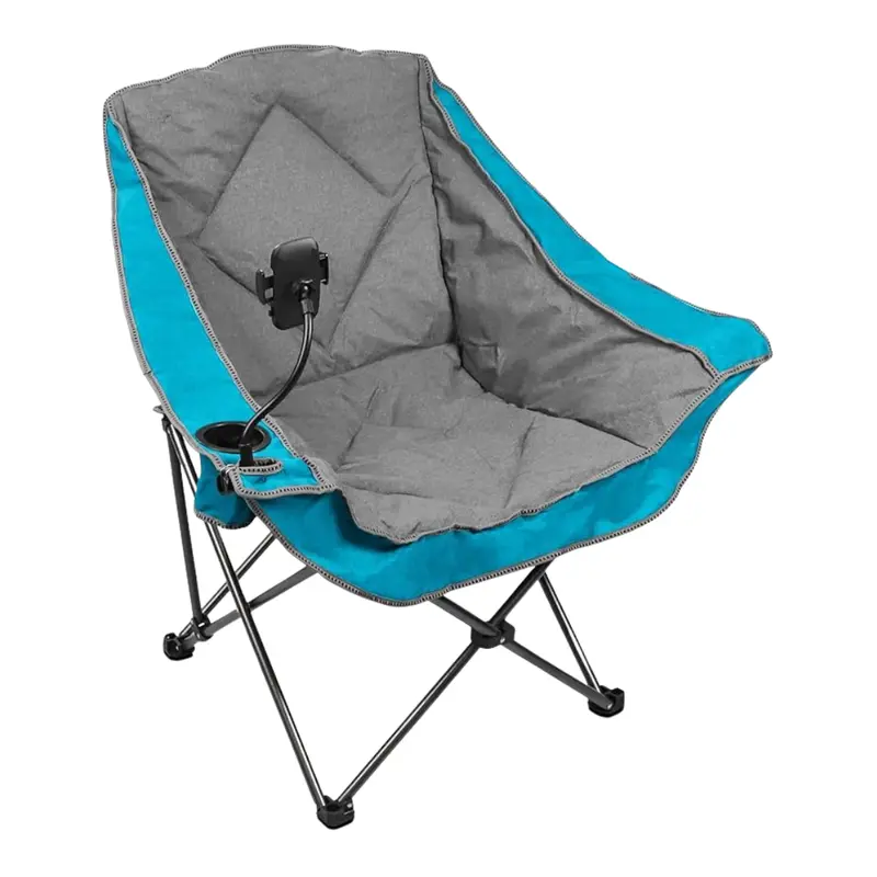 Oversized Folding Camping Chair with Built-In Cup Holder and Plush Padding