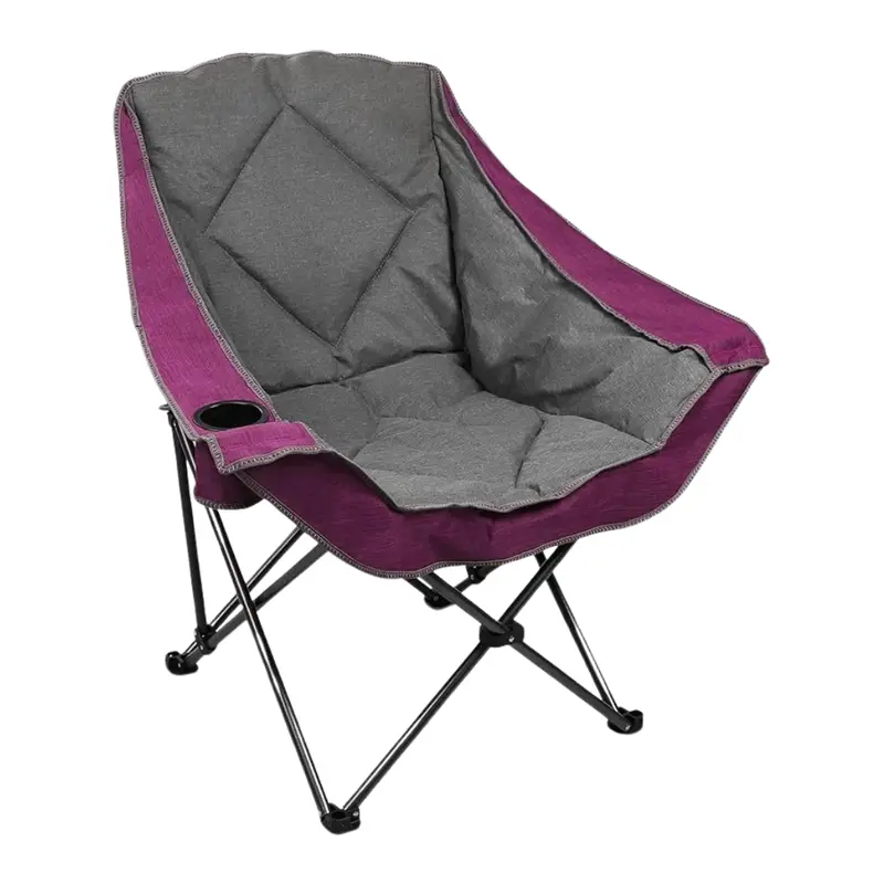 Oversized Folding Camping Chair with Built-In Cup Holder and Plush Padding