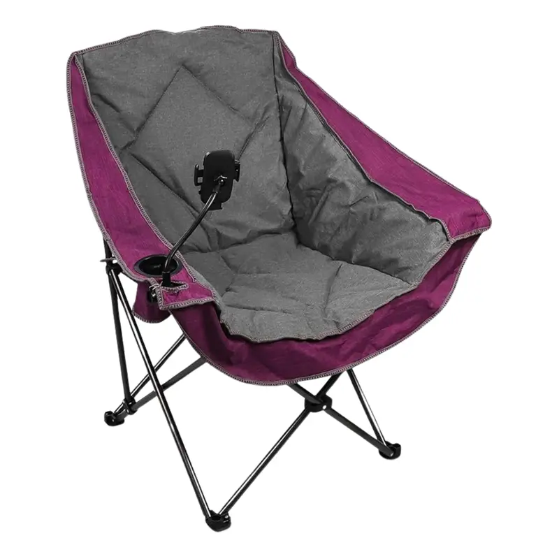 Oversized Folding Camping Chair with Built-In Cup Holder and Plush Padding