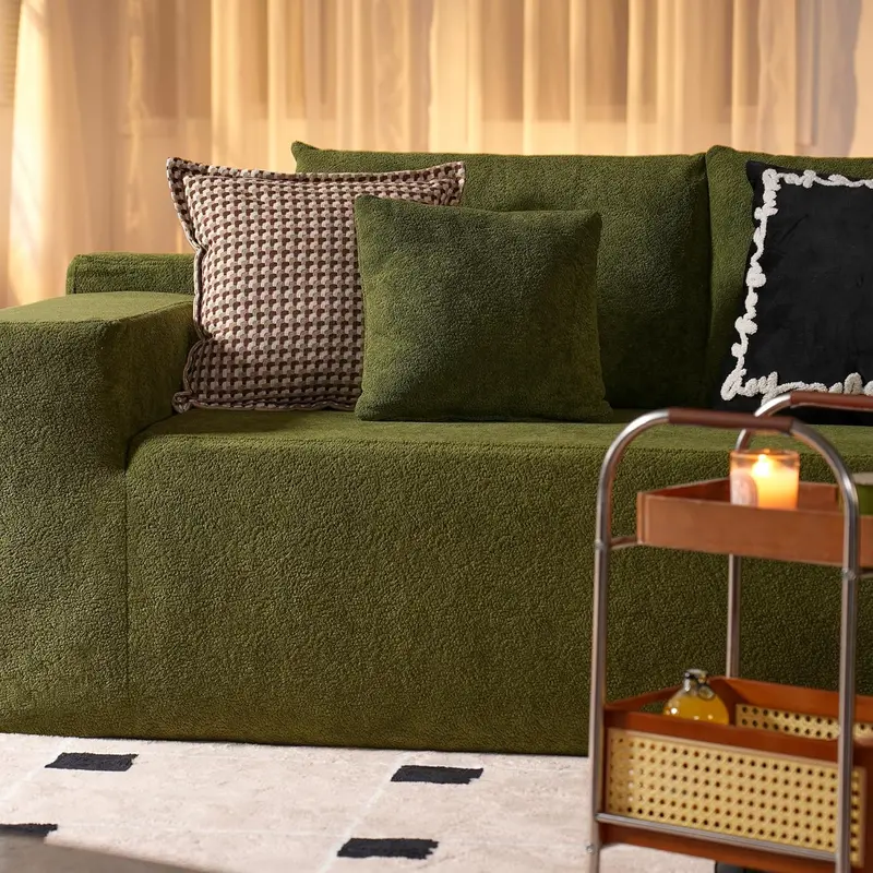 Ovios 104-Inch L-Shaped Cloud Sectional — Plush Corduroy Modular Sofa with Deep Seat, Grey (No Assembly Required)