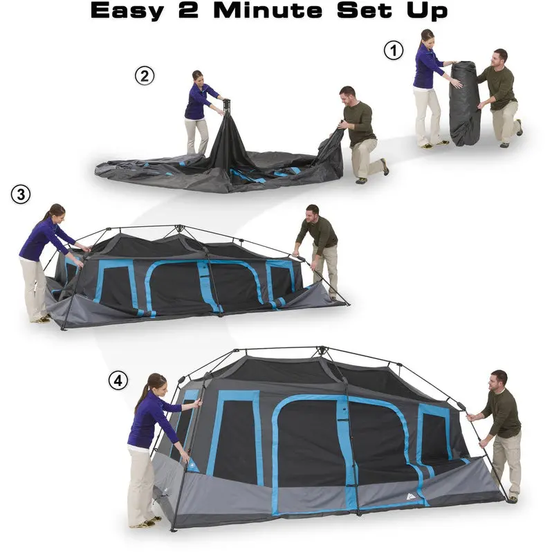 Ozark Trail 10-Person Dark Rest Cabin Tent – Instant Setup, UV Protection & Ventilation System