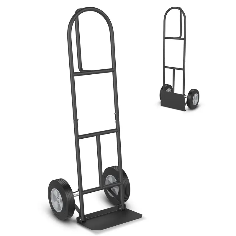 P-Handle Folding Hand Truck – Heavy-Duty Sack Barrow with 10" Dual-Bearing Wheels and Load Plate