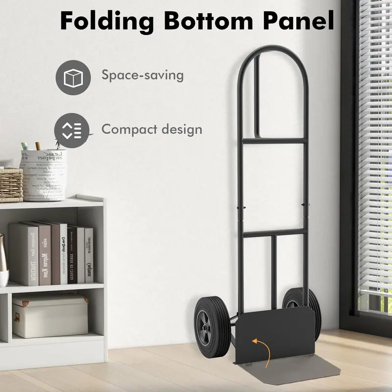 P-Handle Folding Hand Truck – Heavy-Duty Sack Barrow with 10" Dual-Bearing Wheels and Load Plate
