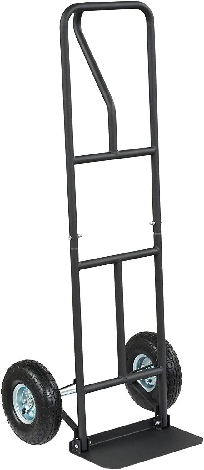 P-Handle Folding Hand Truck – Heavy-Duty Sack Barrow with 10" Dual-Bearing Wheels and Load Plate