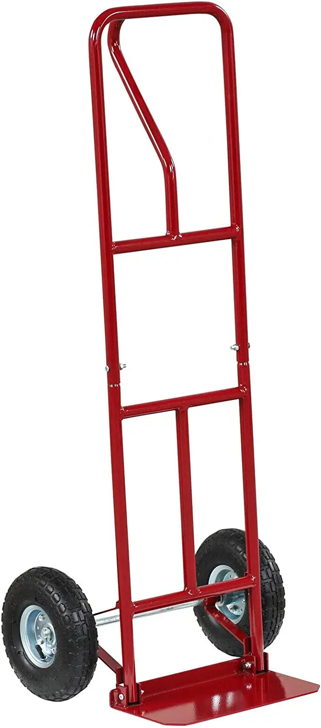P-Handle Folding Hand Truck – Heavy-Duty Sack Barrow with 10" Dual-Bearing Wheels and Load Plate