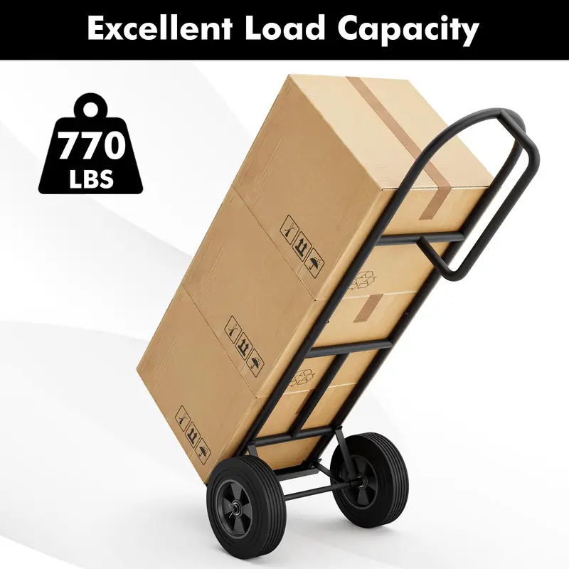 P-Handle Folding Hand Truck – Heavy-Duty Sack Barrow with 10" Dual-Bearing Wheels and Load Plate