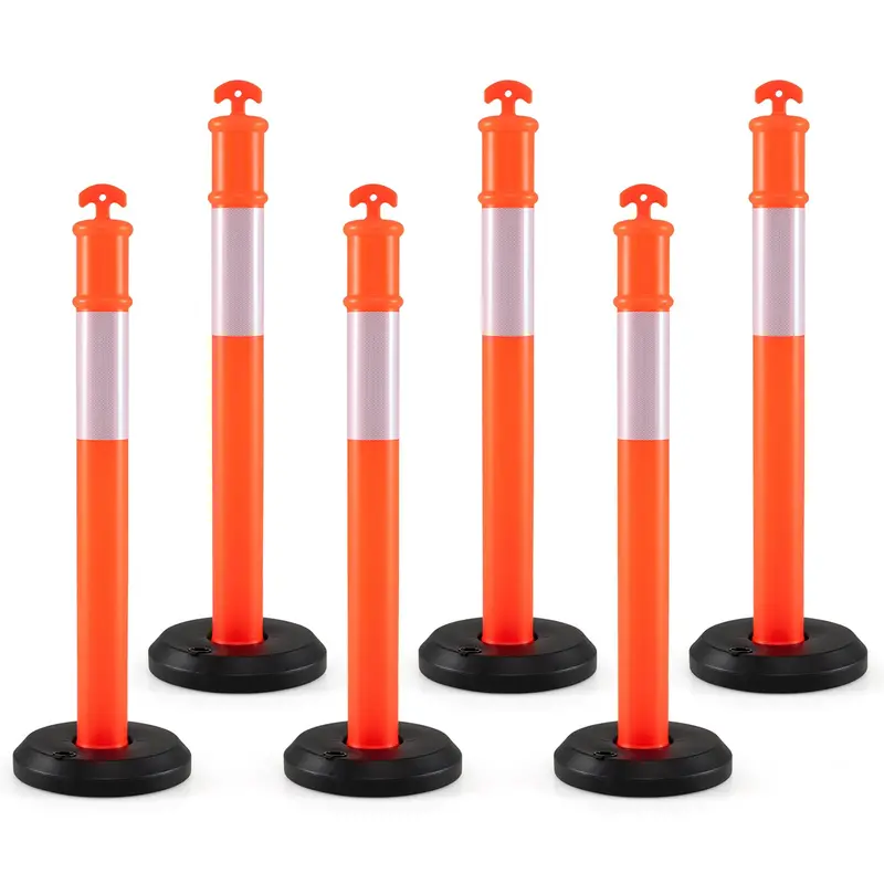 Pack of 3, 6, or 9 Traffic Delineator Posts with Weighted Fillable Base