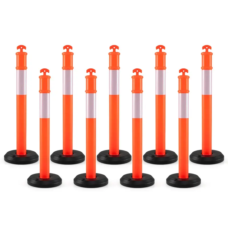 Pack of 3, 6, or 9 Traffic Delineator Posts with Weighted Fillable Base