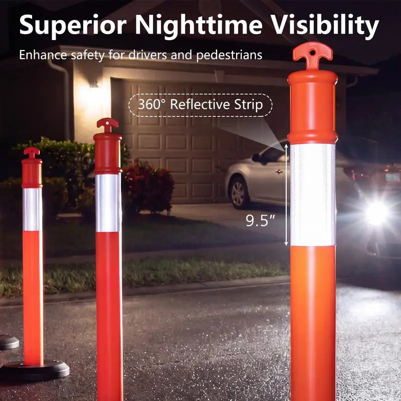 Pack of 3, 6, or 9 Traffic Delineator Posts with Weighted Fillable Base