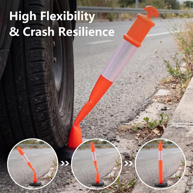 Pack of 3, 6, or 9 Traffic Delineator Posts with Weighted Fillable Base