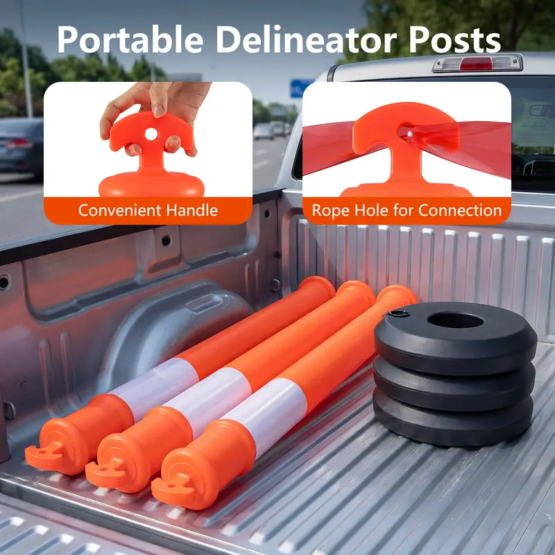 Pack of 3, 6, or 9 Traffic Delineator Posts with Weighted Fillable Base