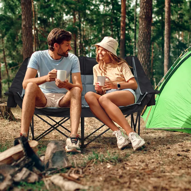 Padded Oversized Double Camping Chair – Folding Loveseat for Two Adults with Cup Holders & 660-Lb Support 2