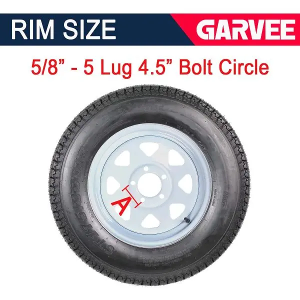 Pair of 175/80-13 White Spoke Trailer Wheels with 5-Lug Mounting & Load Range C Tires
