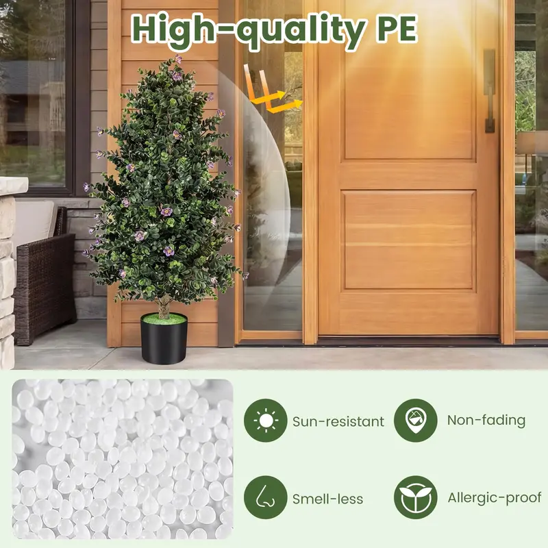 Pair of 36-Inch Artificial Cone Topiary Trees with 49 Realistic Blooms