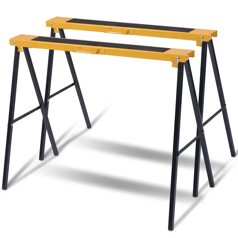 Pair of Heavy-Duty Folding Sawhorses – Portable Twin Support Stands for DIY Projects