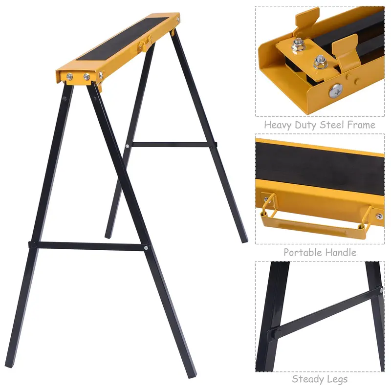 Pair of Heavy-Duty Folding Sawhorses – Portable Twin Support Stands for DIY Projects 2