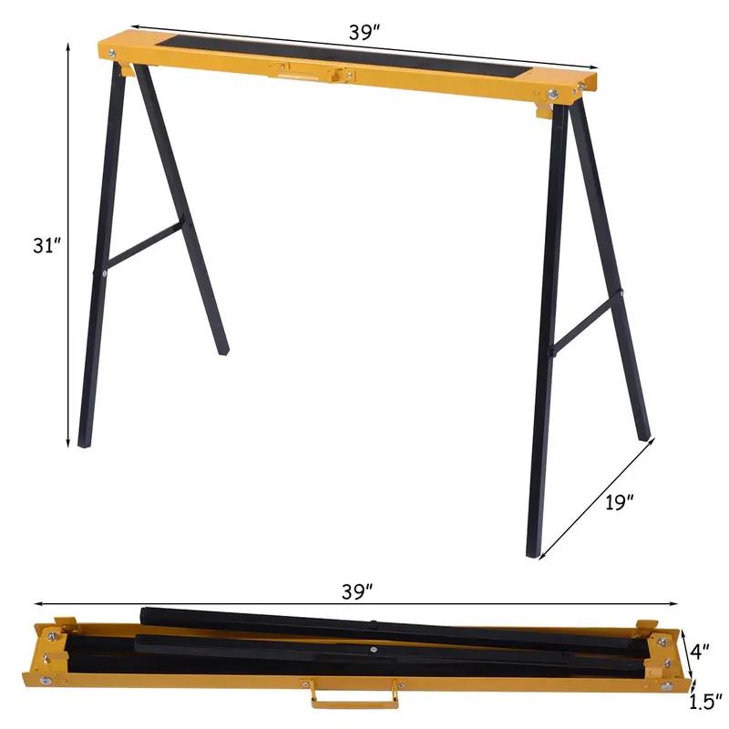 Pair of Heavy-Duty Folding Sawhorses – Portable Twin Support Stands for DIY Projects