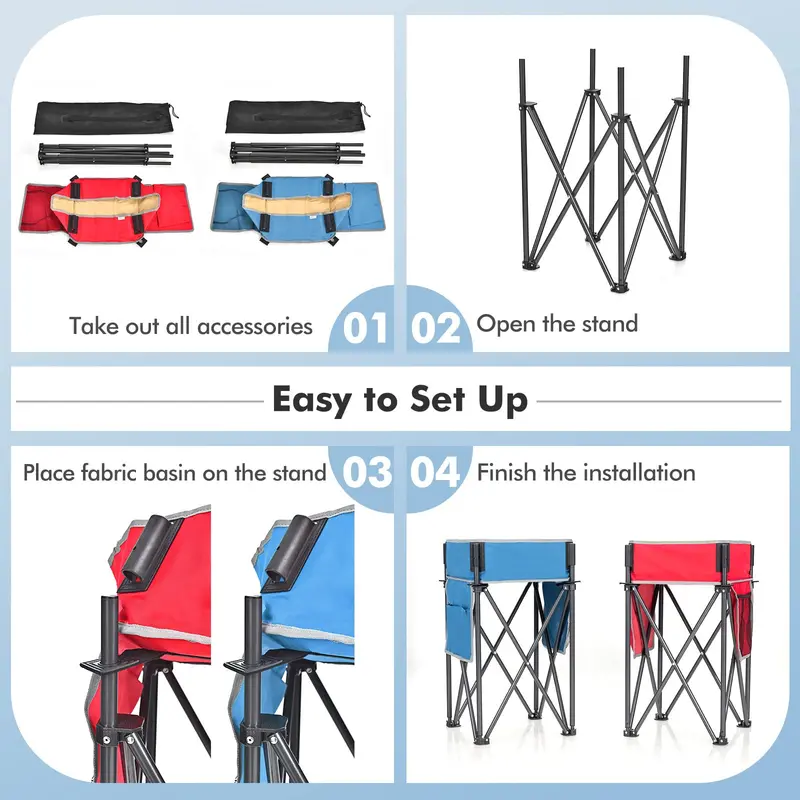 Pair of Portable Folding Camping Tables with Built-In Sink Storage