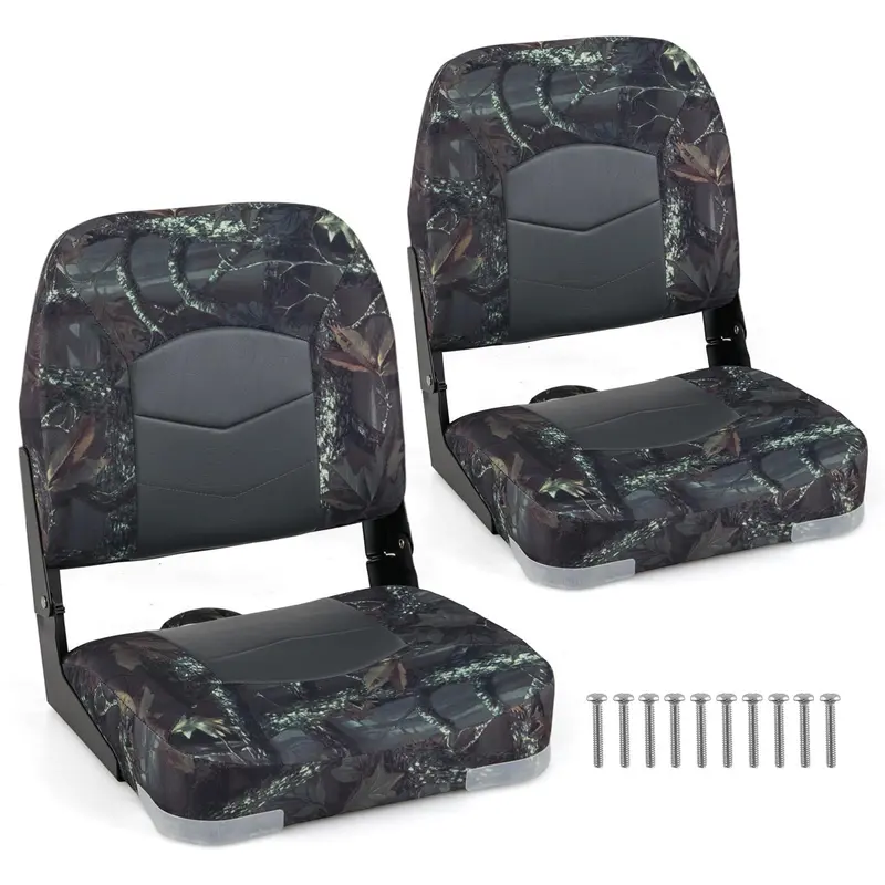 Pair of Waterproof Camo Boat Seats Designed for Fishing Captains and Marine Use