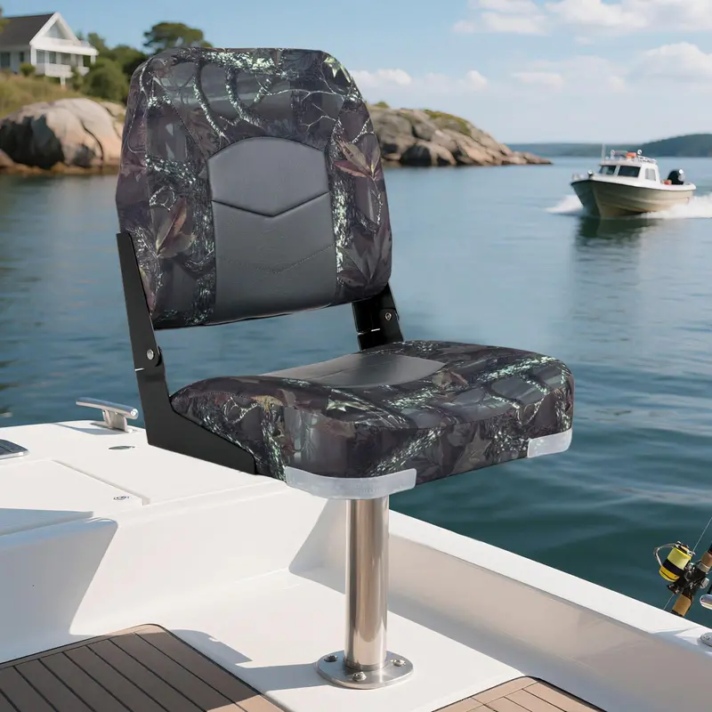 Pair of Waterproof Camo Boat Seats Designed for Fishing Captains and Marine Use 2