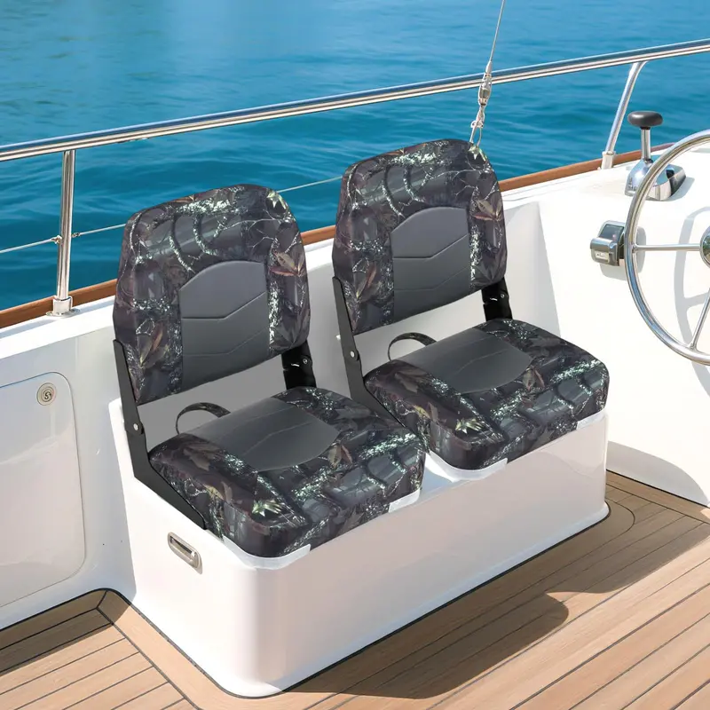 Pair of Waterproof Camo Boat Seats Designed for Fishing Captains and Marine Use