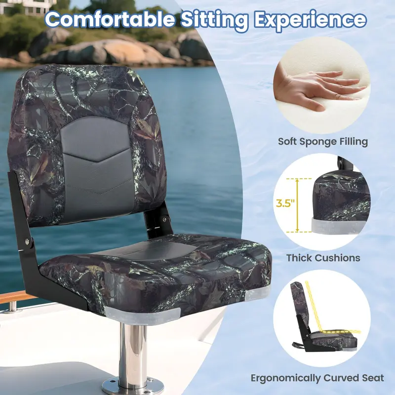 Pair of Waterproof Camo Boat Seats Designed for Fishing Captains and Marine Use