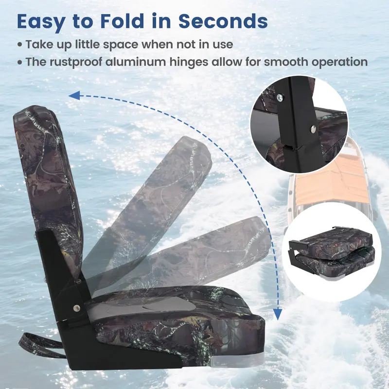 Pair of Waterproof Camo Boat Seats Designed for Fishing Captains and Marine Use