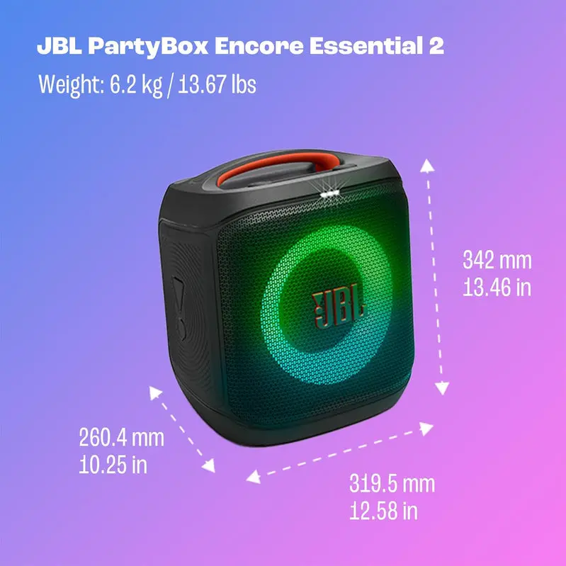 PartyBox Encore Essential 2 Portable Bluetooth Speaker – 15-Hour Battery, IPX4 Water Resistance