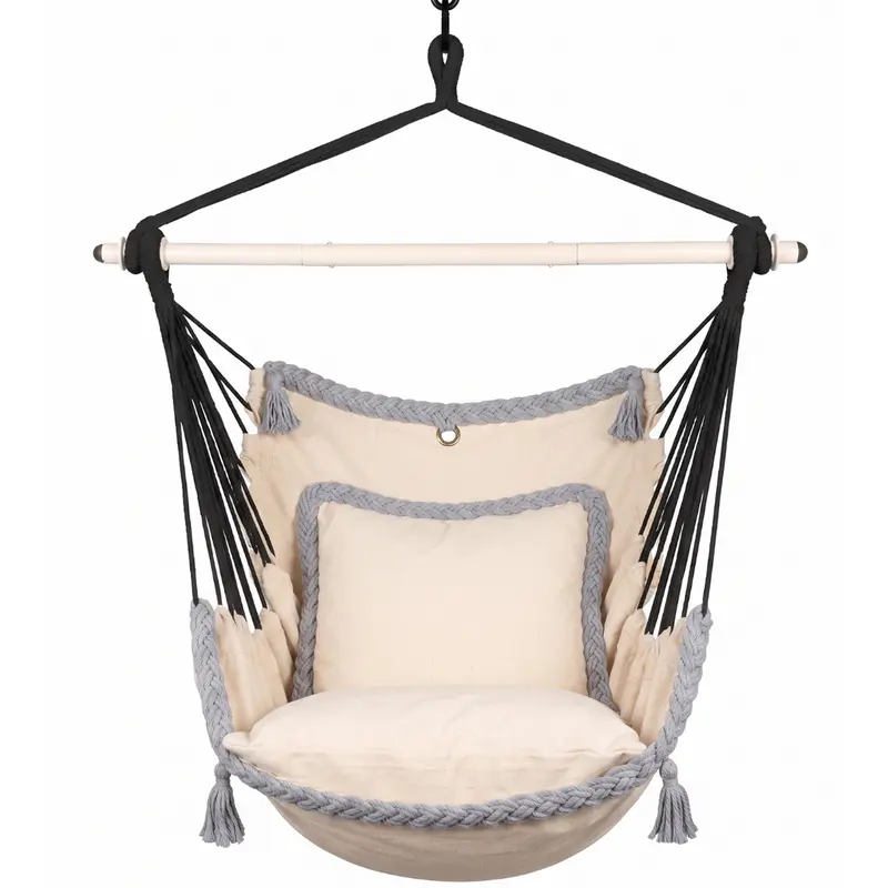 Patio Hammock Chair with Plush Cushions and Hanging Hardware for Outdoor Relaxation