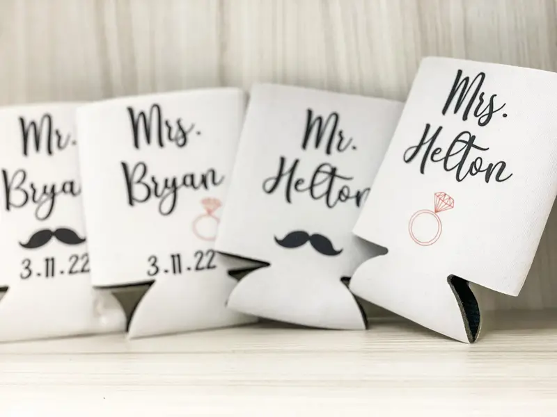 Personalized Insulated Can Coolers for Wedding Day Refreshments
