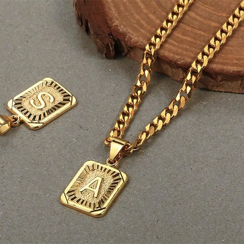 Personalized Letter Pendant on Cuban Chain – Customizable Initial Necklace with Bold Link Design