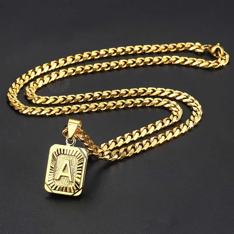 Personalized Letter Pendant on Cuban Chain – Customizable Initial Necklace with Bold Link Design