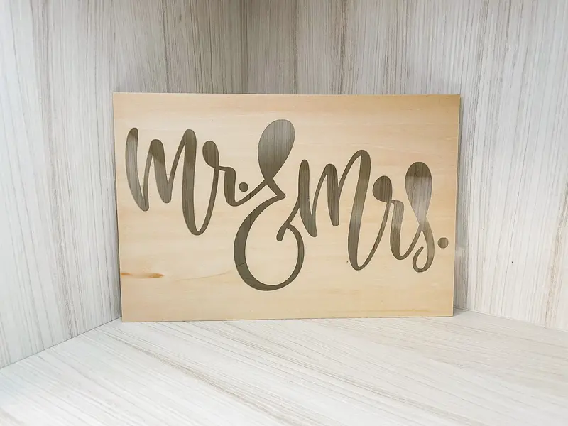 Personalized Mr. & Mrs. Wooden Cut-Out Sign
