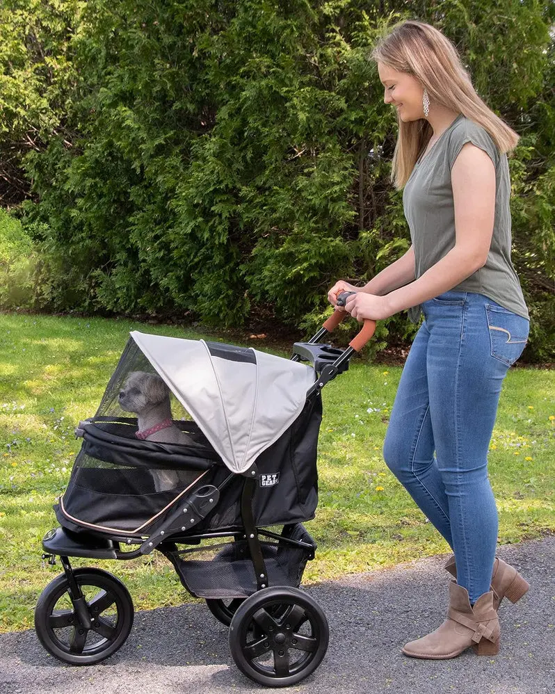 Pet Gear No-Zip AT3 Lightweight Pet Stroller – Zipper-Free Entry, One-Hand Fold, Jogging Wheels & Removable Liner | Includes Cup Holder & Storage Basket