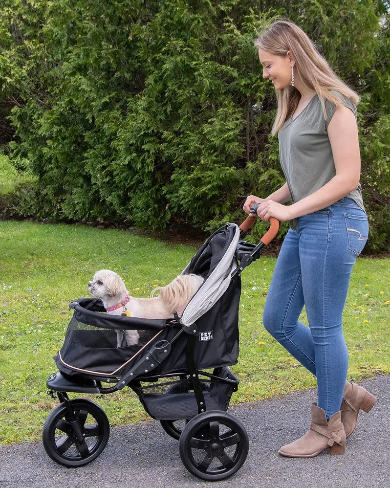 Pet Gear No-Zip AT3 Lightweight Pet Stroller – Zipper-Free Entry, One-Hand Fold, Jogging Wheels & Removable Liner | Includes Cup Holder & Storage Basket