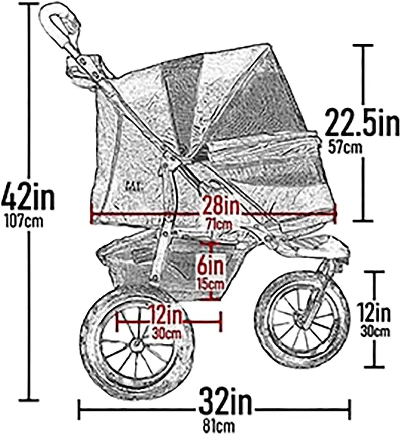 Pet Gear No-Zip AT3 Lightweight Pet Stroller – Zipper-Free Entry, One-Hand Fold, Jogging Wheels & Removable Liner | Includes Cup Holder & Storage Basket