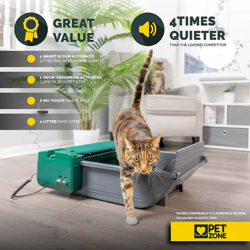 Pet Zone SmartScoop Self-Cleaning Automatic Litter Box – No Refills Required