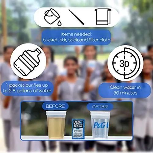 P&G Purifier of Water Emergency Packets – 240-Count Portable Water Purification for Outdoor Use